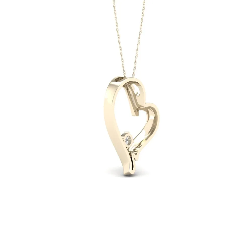 De Couer 10k Yellow Gold 1/20ct TDW Diamond Heart Necklace sold by Zulily product image thumbnail 3
