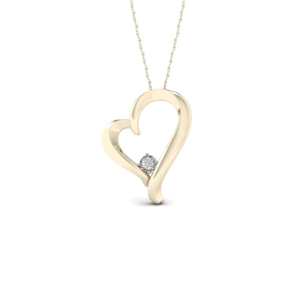 De Couer 10k Yellow Gold 1/20ct TDW Diamond Heart Necklace sold by Zulily