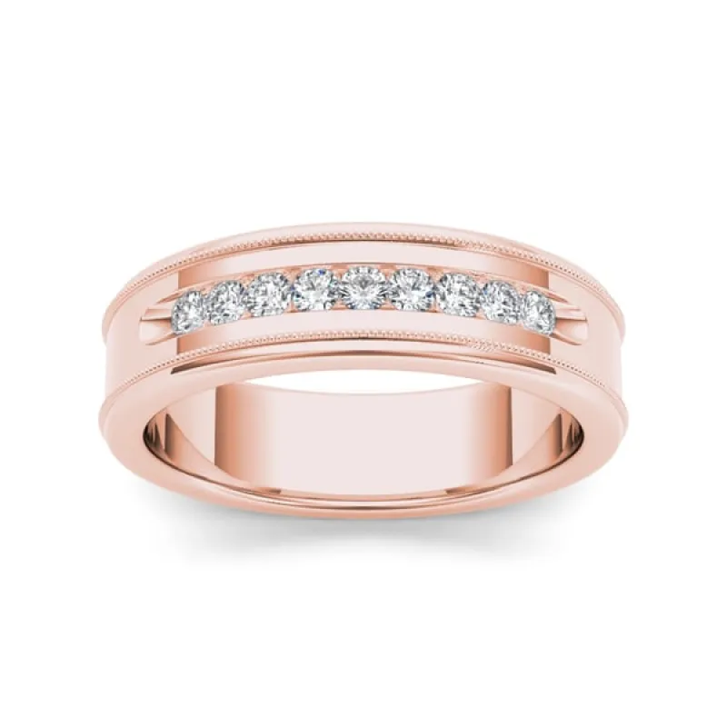 De Couer 14k Rose Gold 1/3ct TDW Diamond Men's Wedding Band - Pink sold by Zulily