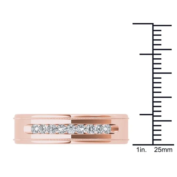 De Couer 14k Rose Gold 1/3ct TDW Diamond Men's Wedding Band - Pink sold by Zulily product image thumbnail 4