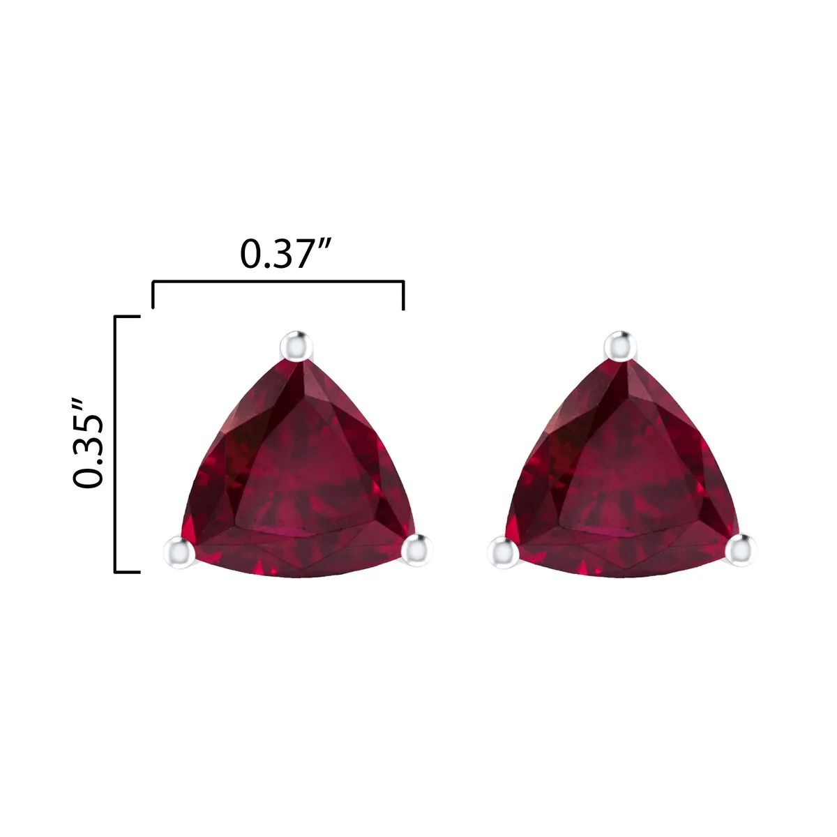 2.50Ct Trilloin Shape Ruby June Birthstone Sterling Silver Stud Earrings sold by Zulily product image thumbnail 3