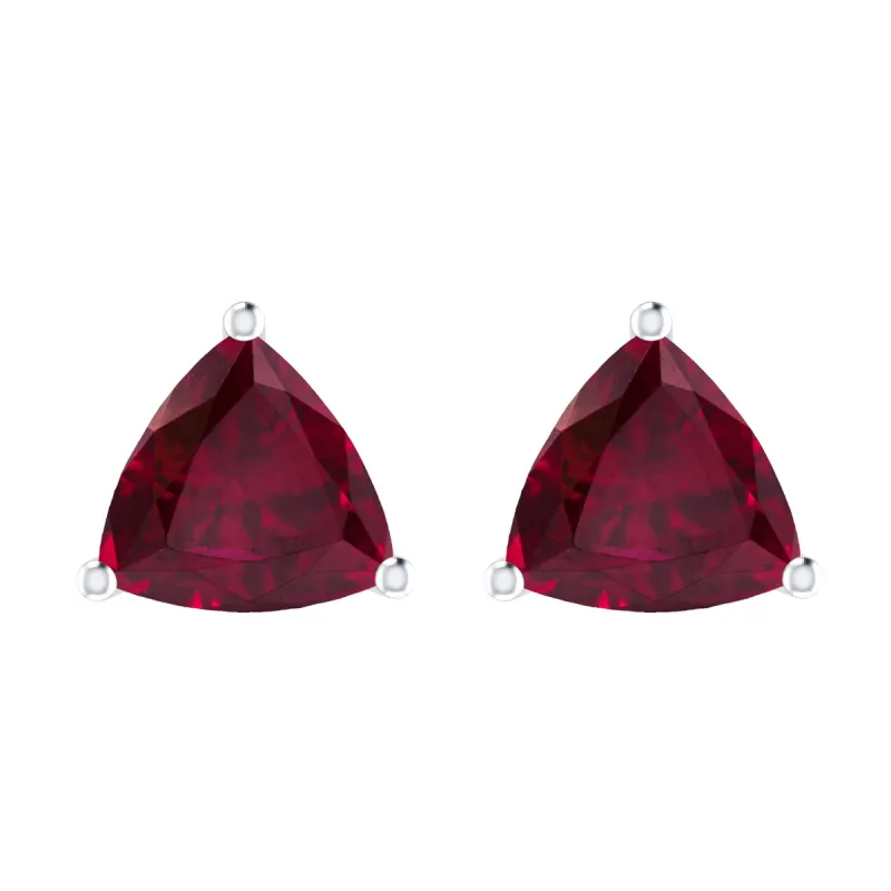 2.50Ct Trilloin Shape Ruby June Birthstone Sterling Silver Stud Earrings sold by Zulily