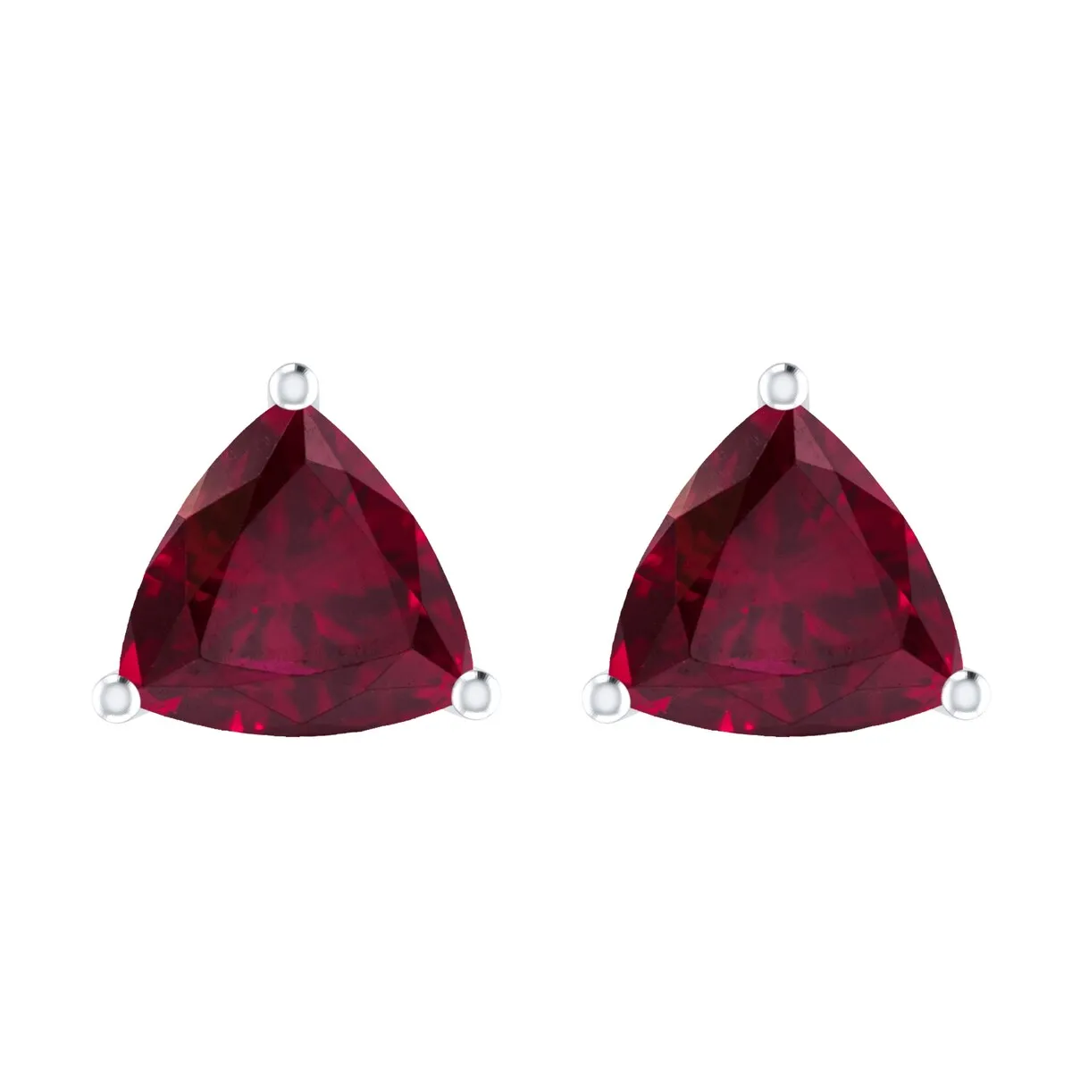 2.50Ct Trilloin Shape Ruby June Birthstone Sterling Silver Stud Earrings sold by Zulily