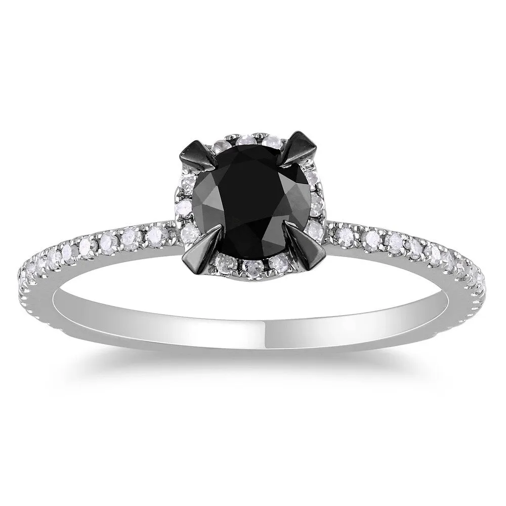 Miadora 10k White Gold 1ct TDW Round Black and White Diamond Ring sold by Zulily