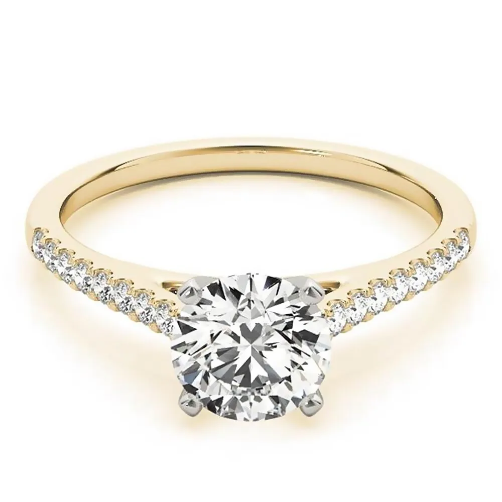 Auriya 14k Gold Classic 3ct Moissanite and Diamond Engagement Ring 1/6ctw sold by Zulily product image thumbnail 2