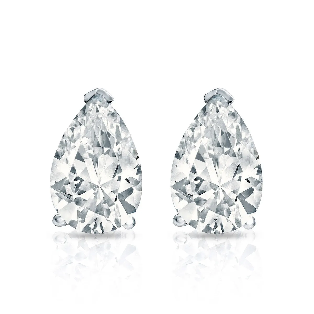 Auriya Plat Gold Lab Grown 1.25 carat TDW Pear Diamond Stud Earrings V-End Prong Screw-back sold by Zulily product image thumbnail 2
