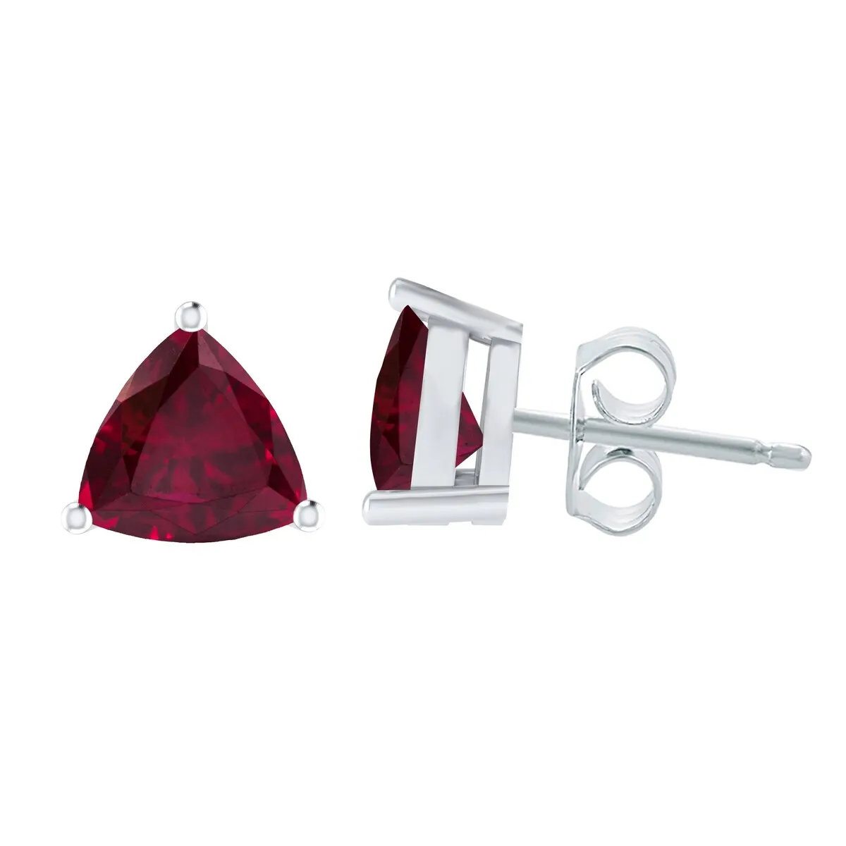 2.50Ct Trilloin Shape Ruby June Birthstone Sterling Silver Stud Earrings sold by Zulily product image thumbnail 2