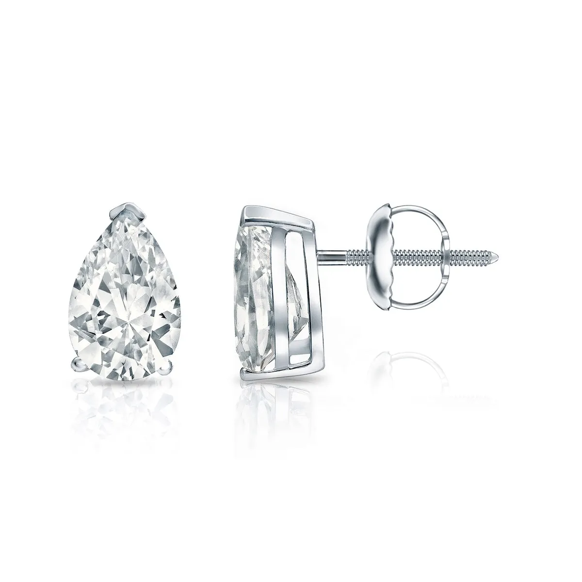 Auriya Plat Gold Lab Grown 1.25 carat TDW Pear Diamond Stud Earrings V-End Prong Screw-back sold by Zulily product image thumbnail 5