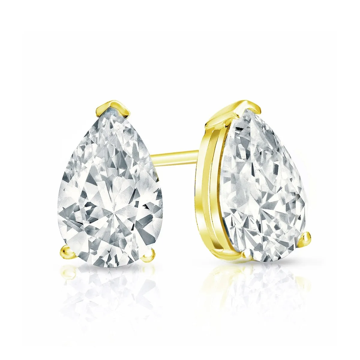 Auriya Plat Gold Lab Grown 1.25 carat TDW Pear Diamond Stud Earrings V-End Prong Screw-back sold by Zulily product image thumbnail 3