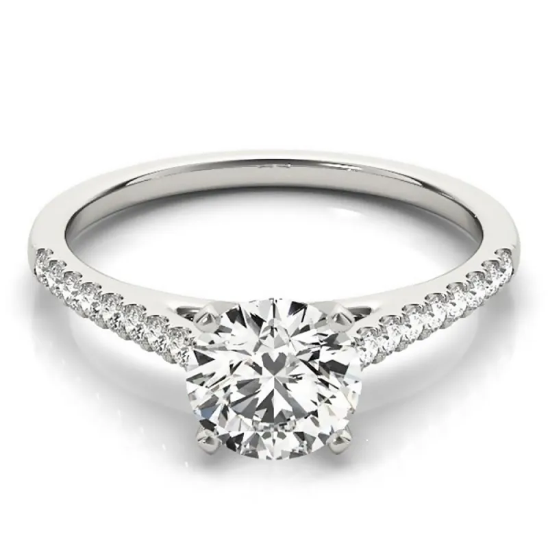 Auriya 14k Gold Classic 3ct Moissanite and Diamond Engagement Ring 1/6ctw sold by Zulily
