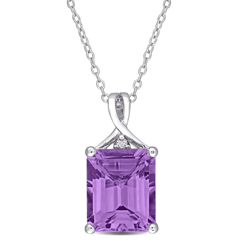 Miadora Sterling Silver Ocatgaon-cut Amethyst and White Topaz Solitaire Necklace sold by Zulily