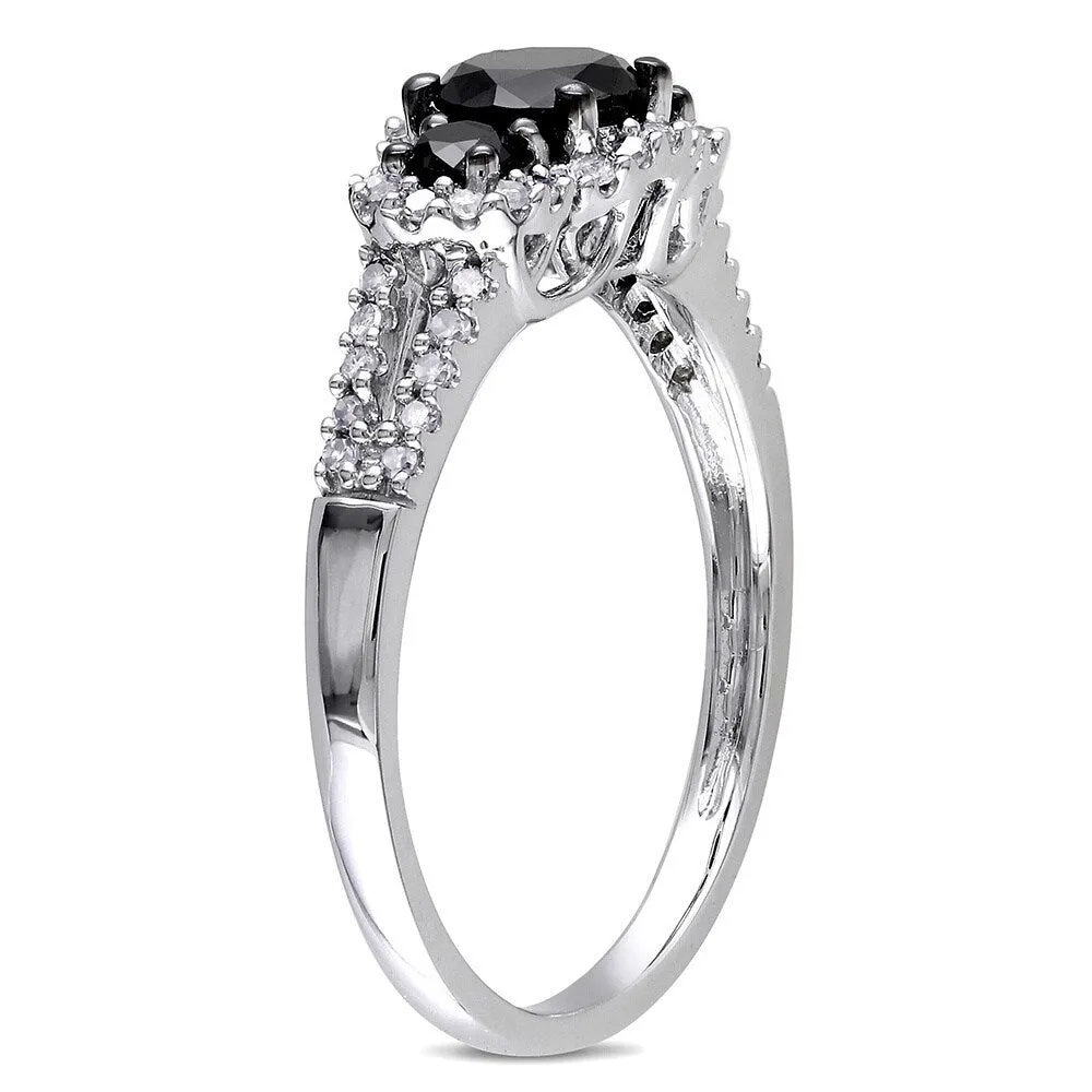 Miadora 10k Gold 1ct TDW Black-and-white Round Diamond Halo Ring sold by Zulily product image thumbnail 2