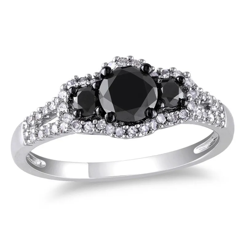 Miadora 10k Gold 1ct TDW Black-and-white Round Diamond Halo Ring sold by Zulily
