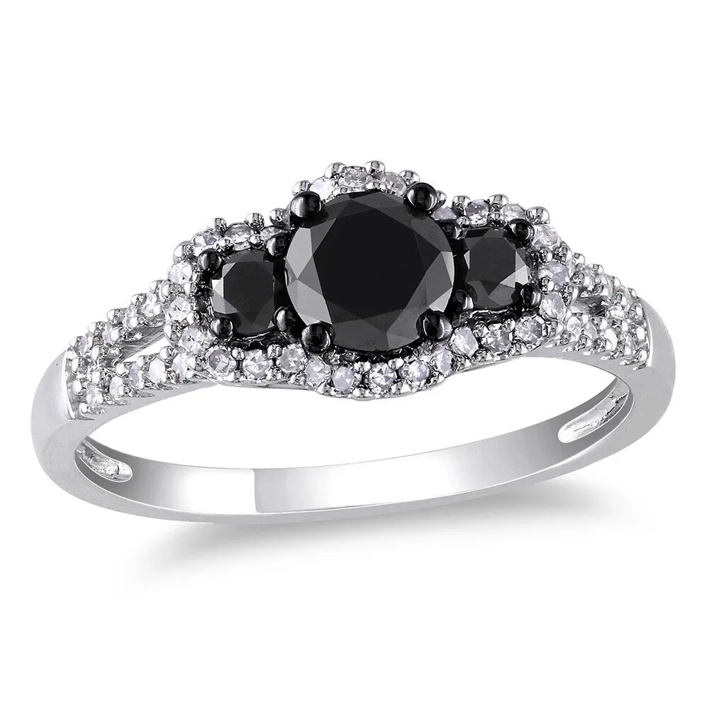 Miadora 10k Gold 1ct TDW Black-and-white Round Diamond Halo Ring sold by Zulily