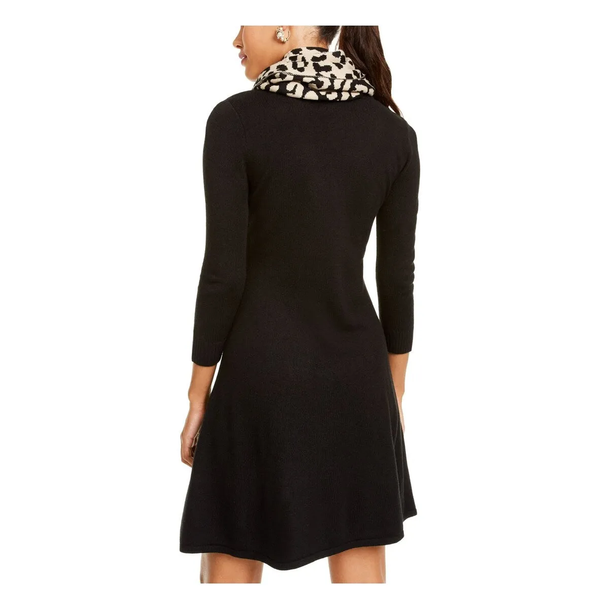 Sequin Hearts Women's Long Sleeve Jewel Neck Short Fit Flare Dress Black Size X-Large sold by Zulily product image thumbnail 2