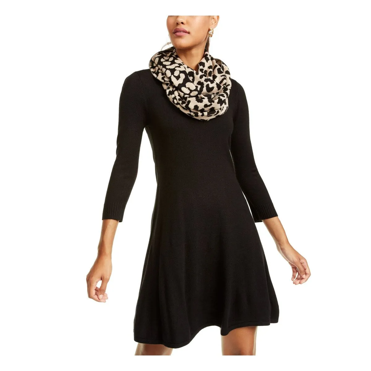 Sequin Hearts Women's Long Sleeve Jewel Neck Short Fit Flare Dress Black Size X-Large sold by Zulily