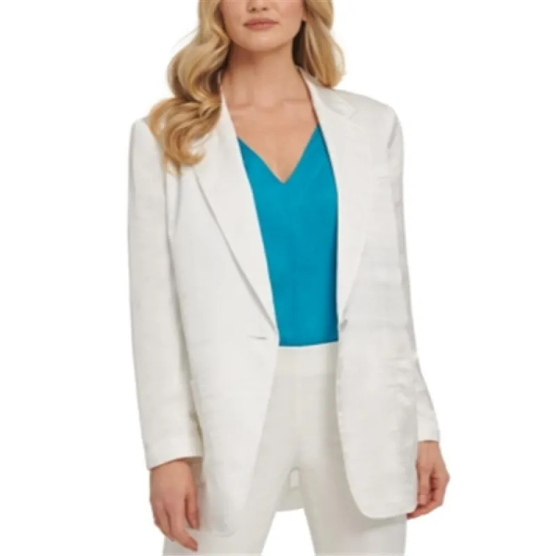 DKNY Women's Satin Boyfriend Blazer White Size 14 sold by Zulily