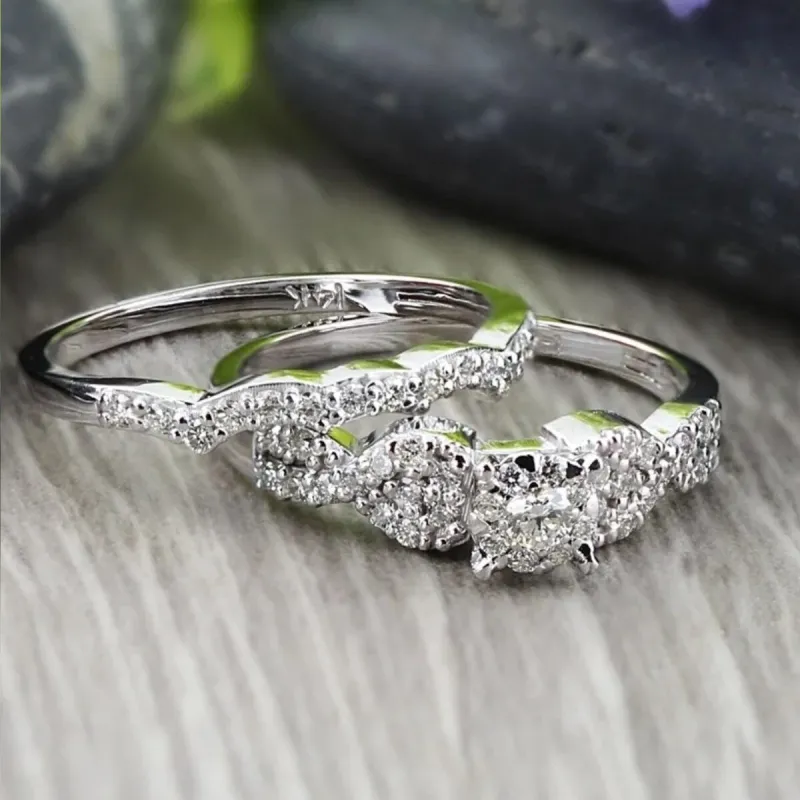 Auriya 1/2ctw Braided Round Diamond Engagement Ring Set 14k Gold sold by Zulily