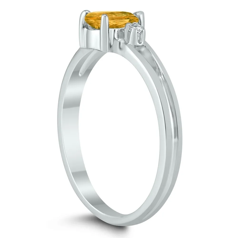 6X4MM Citrine and Diamond Pear Shaped Open Three Stone Ring in 10K White Gold sold by Zulily product image thumbnail 2