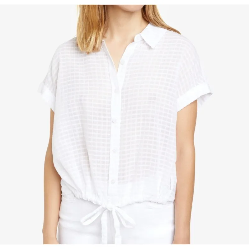 Sanctuary Women's Borrego Tie Front Blouse White Size X-Large sold by Zulily