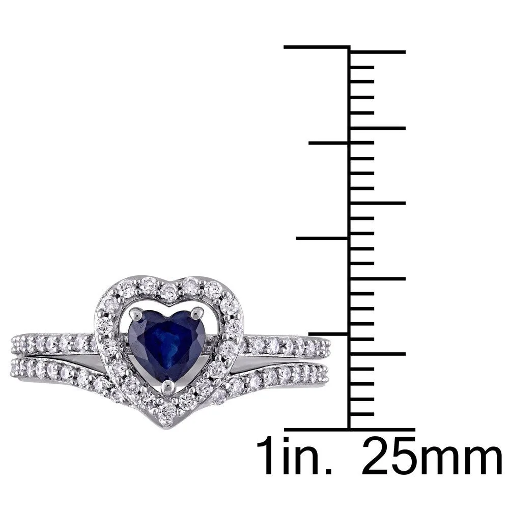 Miadora Signature Collection 10k White Gold Diffused Sapphire and 1/2ct TDW Diamond 2-Piece Bridal R sold by Zulily product image thumbnail 3