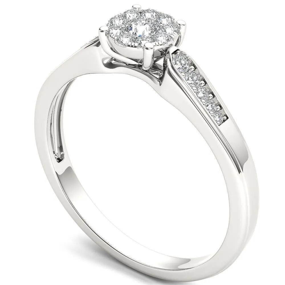 De Couer 10k White Gold 1/4ct TDW Diamond Cluster Engagement Ring - White H-I sold by Zulily product image thumbnail 2
