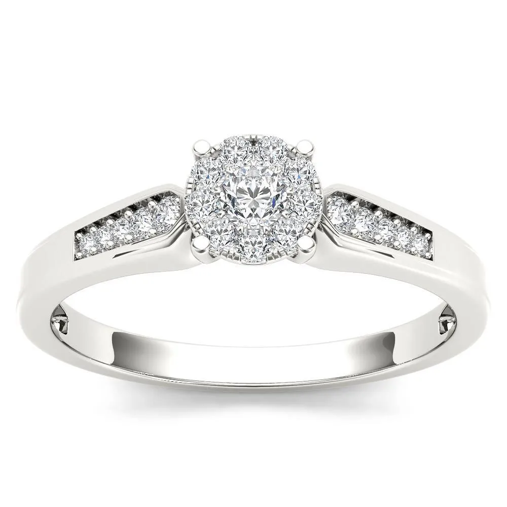 De Couer 10k White Gold 1/4ct TDW Diamond Cluster Engagement Ring - White H-I sold by Zulily