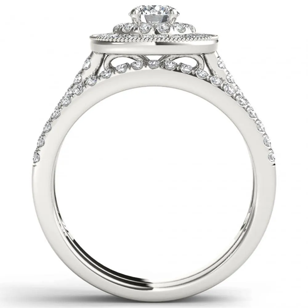 De Couer 14k White Gold 3/4ct TDW Diamond Double Halo Bridal Ring Set sold by Zulily product image thumbnail 3