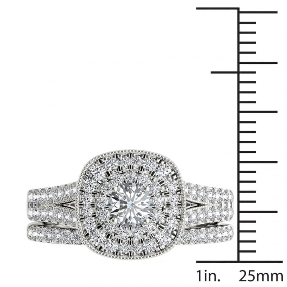 De Couer 14k White Gold 3/4ct TDW Diamond Double Halo Bridal Ring Set sold by Zulily product image thumbnail 4