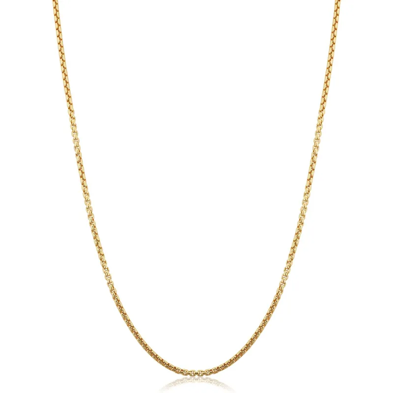14k Yellow Gold Filled 1.8 mm Round Box Link Chain Necklace for Men and Women (16, 18, 20, 22, 24 or 30 inch) sold by Zulily