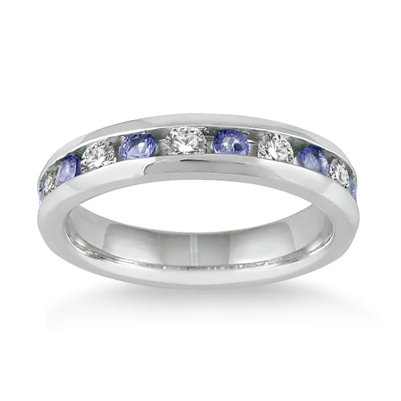 3/4 Carat Tanzanite and Diamond Band in 14k White Gold sold by Zulily