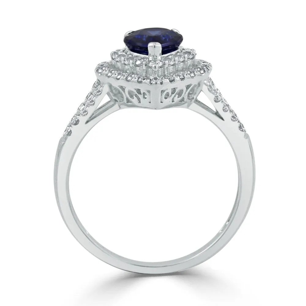 Auriya 1 3/8ct Pear Shape Blue Sapphire Halo Diamond Engagement Ring 5/8ct TDW 18k Gold sold by Zulily product image thumbnail 5