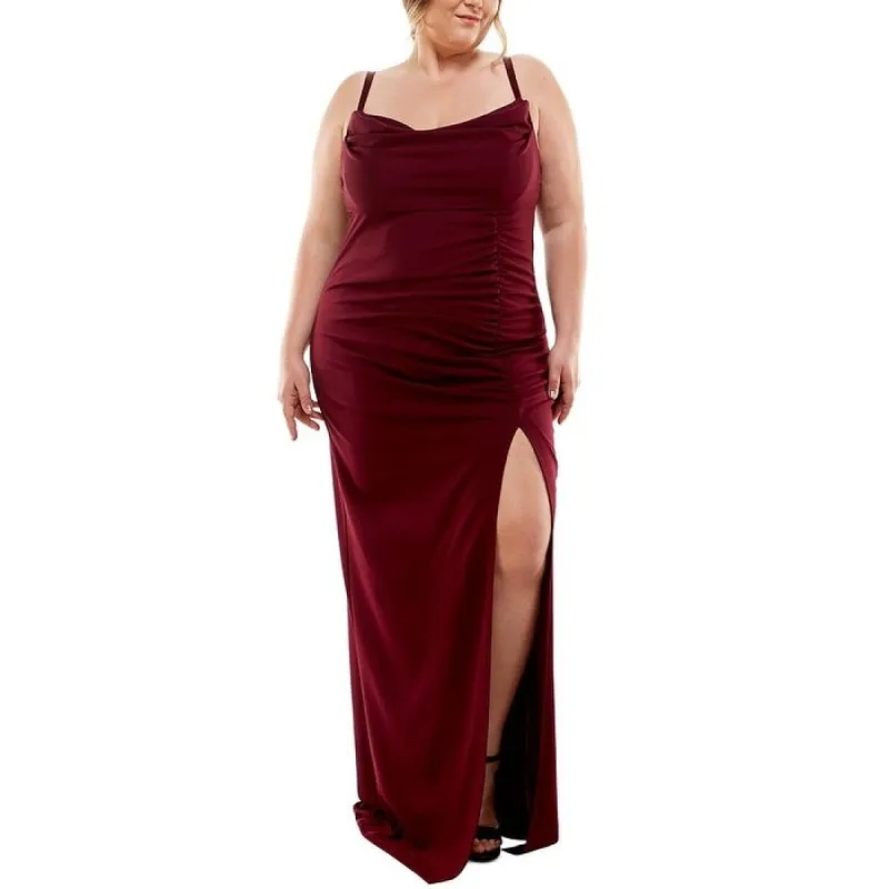 Emerald Sundae Women's Cowlneck Side Ruched Maxi Dress Red Size 20W sold by Zulily