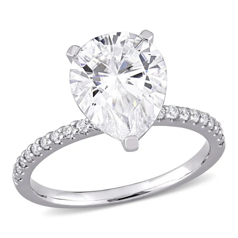 Miadora 3 1/2ct DEW Pear-cut Moissanite Solitaire Engagement Ring in 10k White Gold sold by Zulily