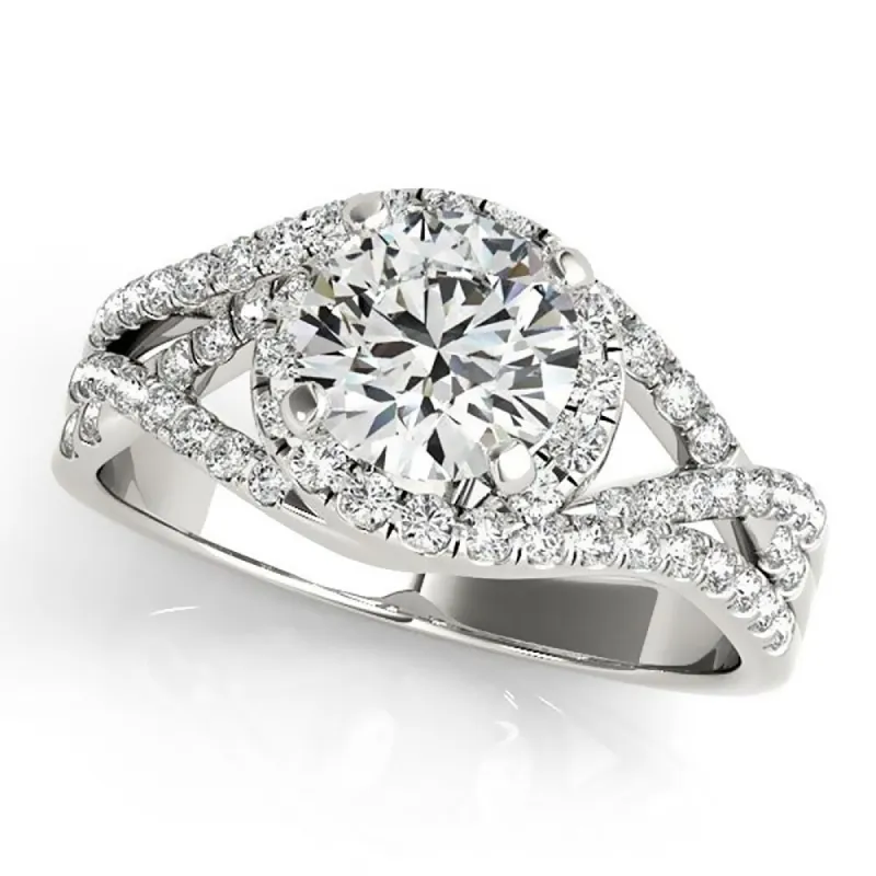 Auriya Modern 3/4ct Moissanite Halo Diamond Engagement Ring 3/8ctw 14K Gold sold by Zulily