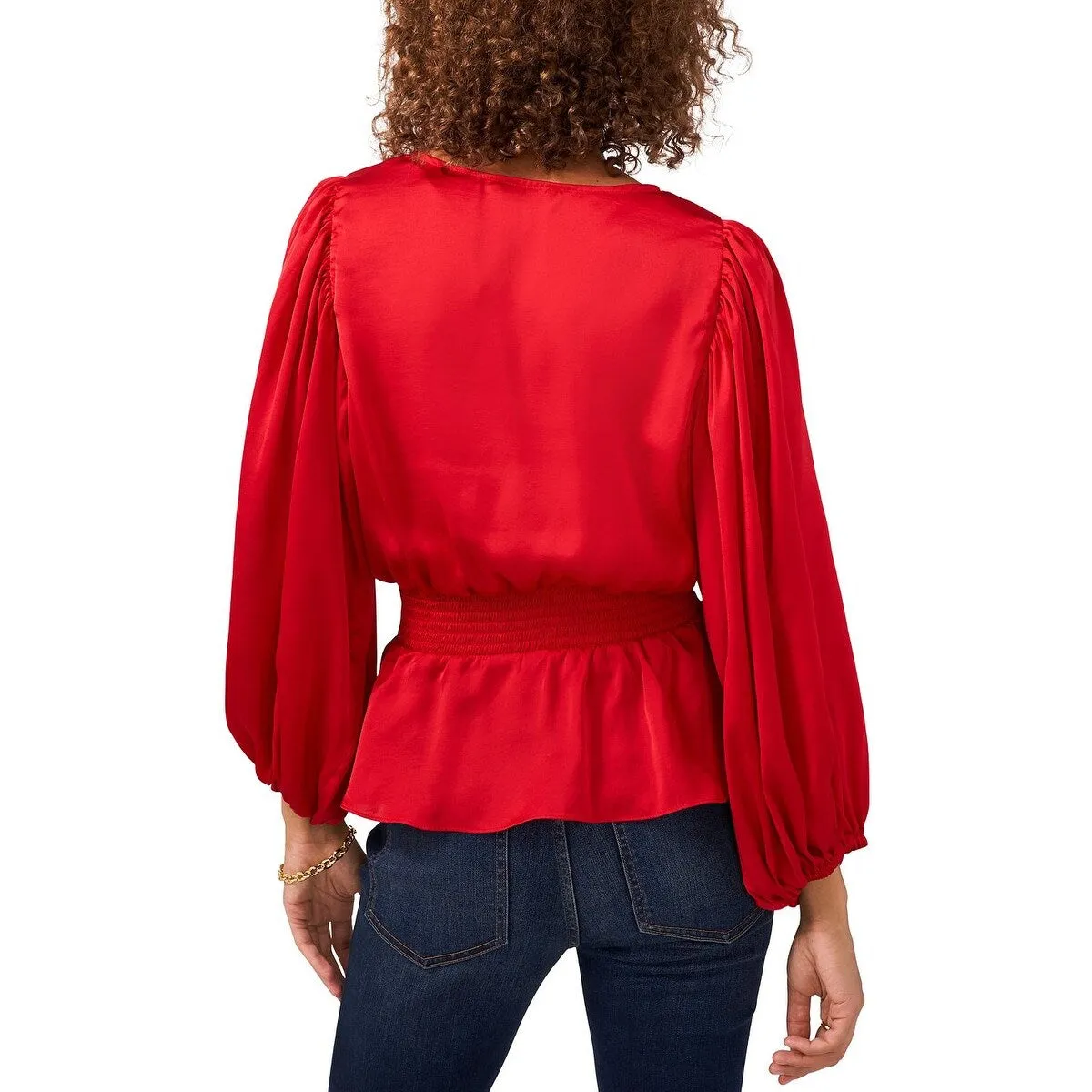 Vince Camuto Women's Smocked Peplum Blouse Red Size M sold by Zulily product image thumbnail 2