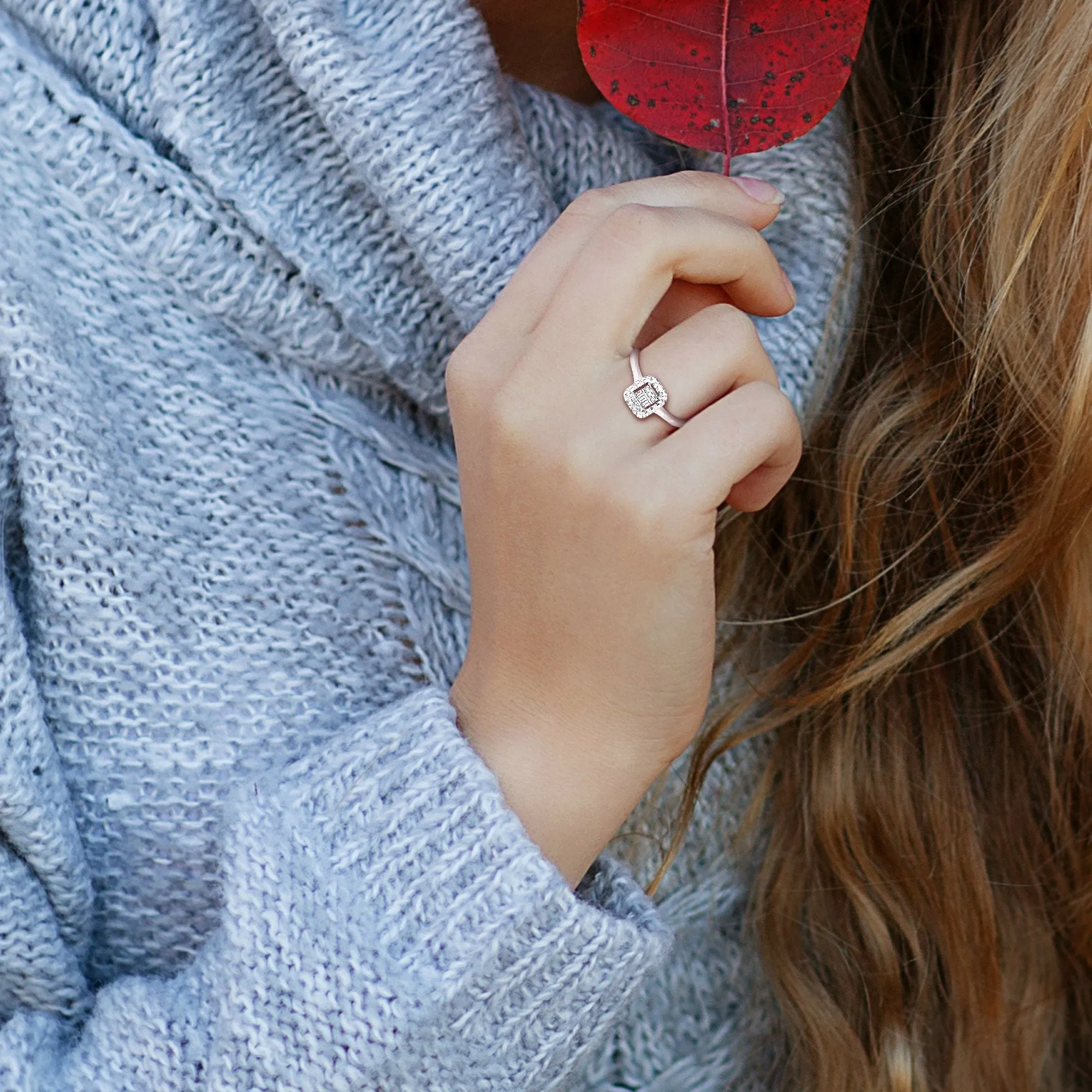 Miadora Parallel Baguette-Cut and Round-Cut Diamond Accent Ring in 14k White Gold sold by Zulily product image thumbnail 5