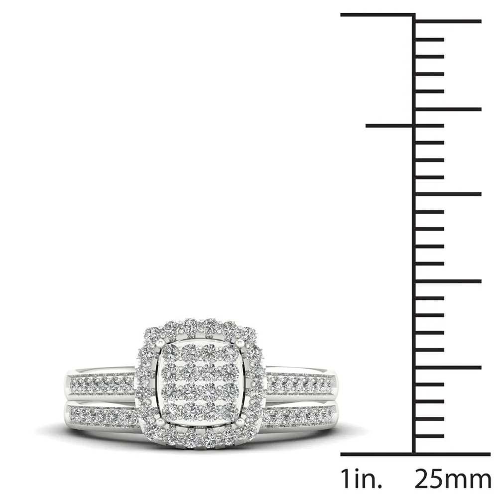 De Couer IGI Certified S925 Sterling Silver 1/4 ct TDW Diamond Halo Birdal Ring sold by Zulily product image thumbnail 4