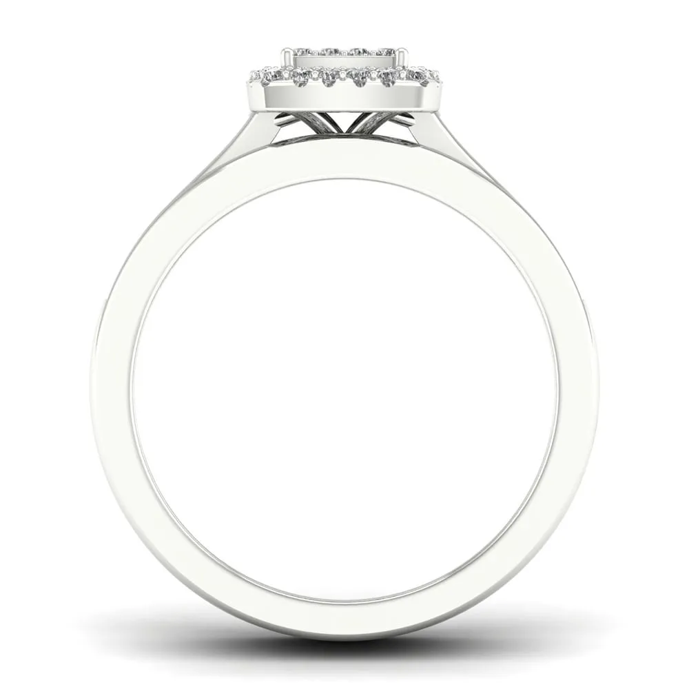De Couer IGI Certified S925 Sterling Silver 1/4 ct TDW Diamond Halo Birdal Ring sold by Zulily product image thumbnail 3