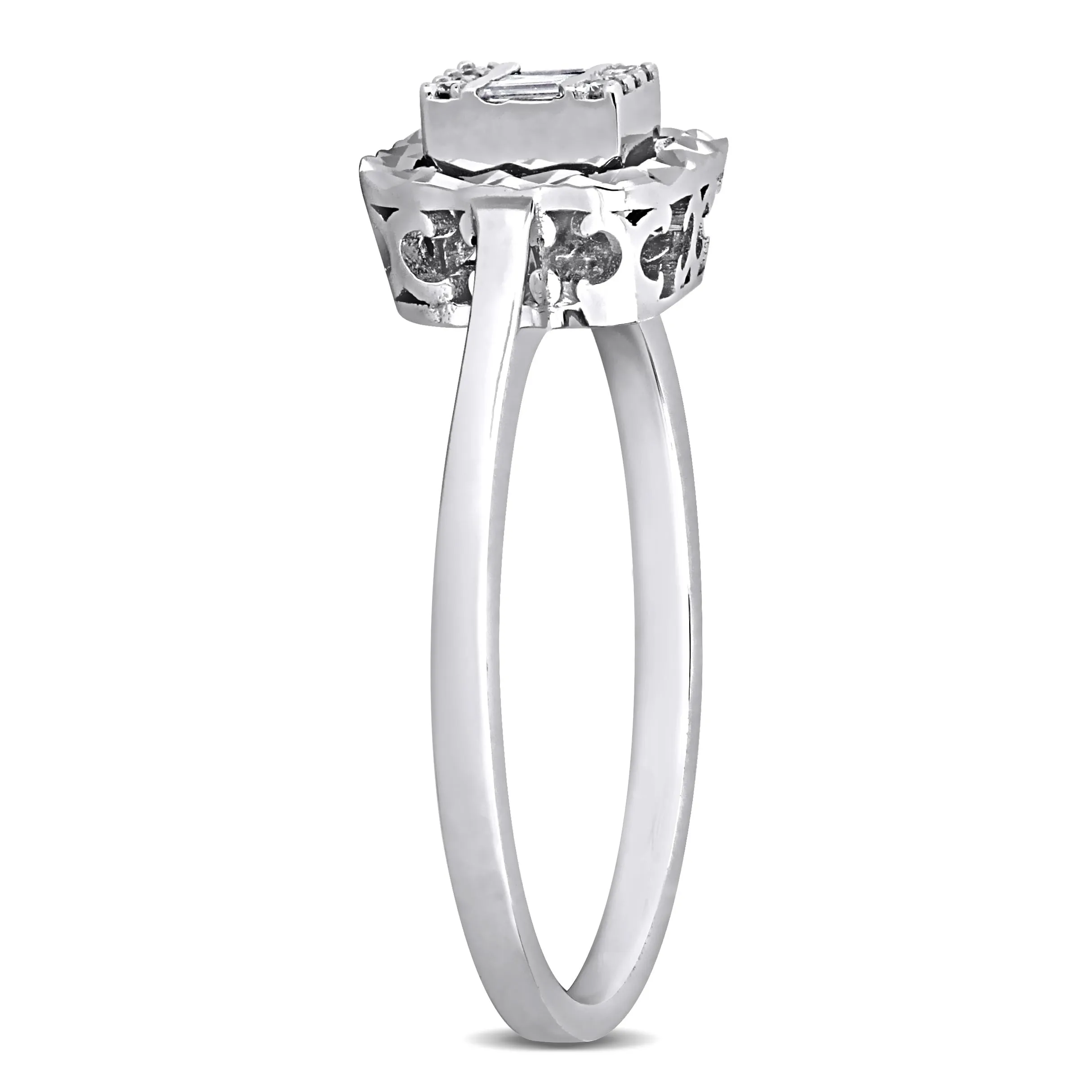 Miadora Parallel Baguette-Cut and Round-Cut Diamond Accent Ring in 14k White Gold sold by Zulily product image thumbnail 2