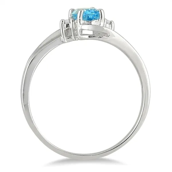 Blue Topaz Gemstone and Diamond Wave Ring 14k White Gold sold by Zulily product image thumbnail 2