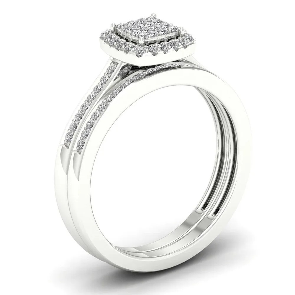 De Couer IGI Certified S925 Sterling Silver 1/4 ct TDW Diamond Halo Birdal Ring sold by Zulily product image thumbnail 2