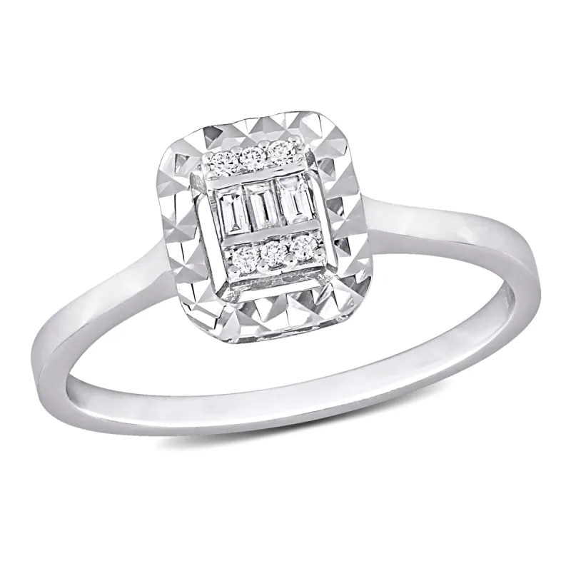 Miadora Parallel Baguette-Cut and Round-Cut Diamond Accent Ring in 14k White Gold sold by Zulily