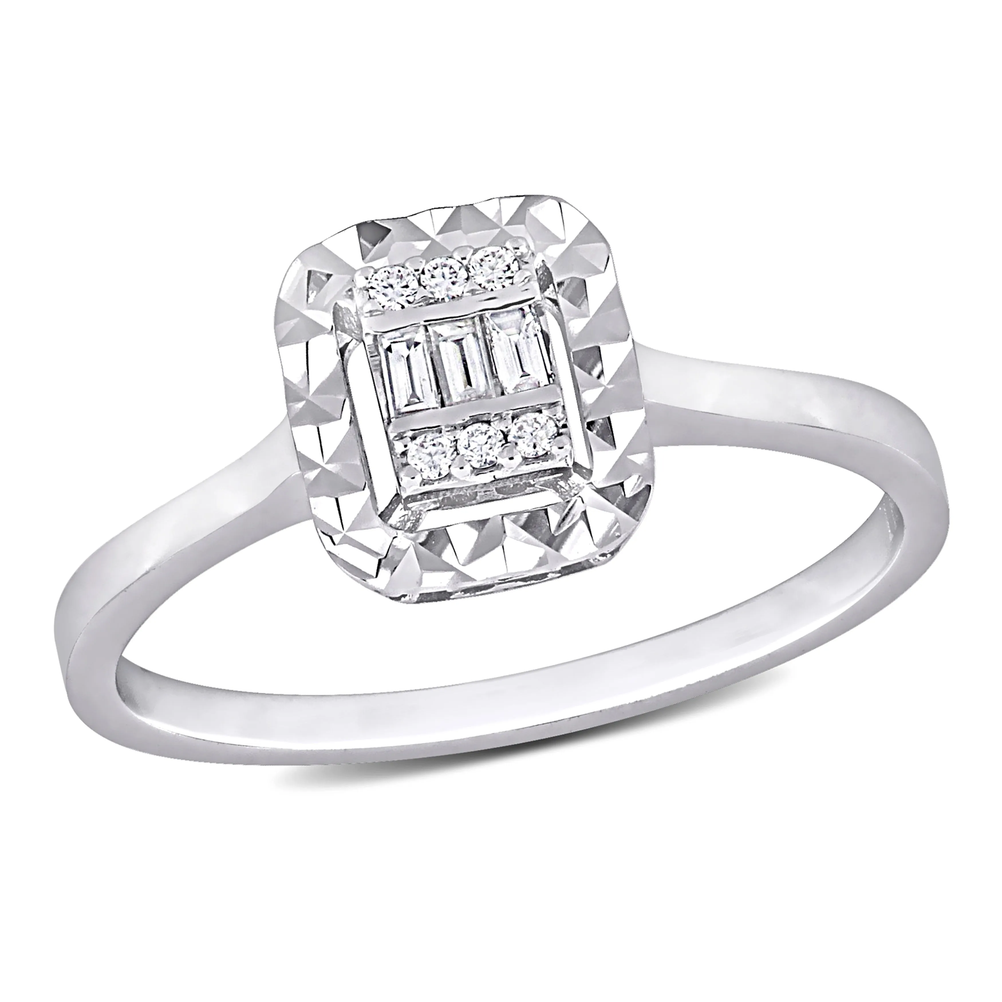 Miadora Parallel Baguette-Cut and Round-Cut Diamond Accent Ring in 14k White Gold sold by Zulily