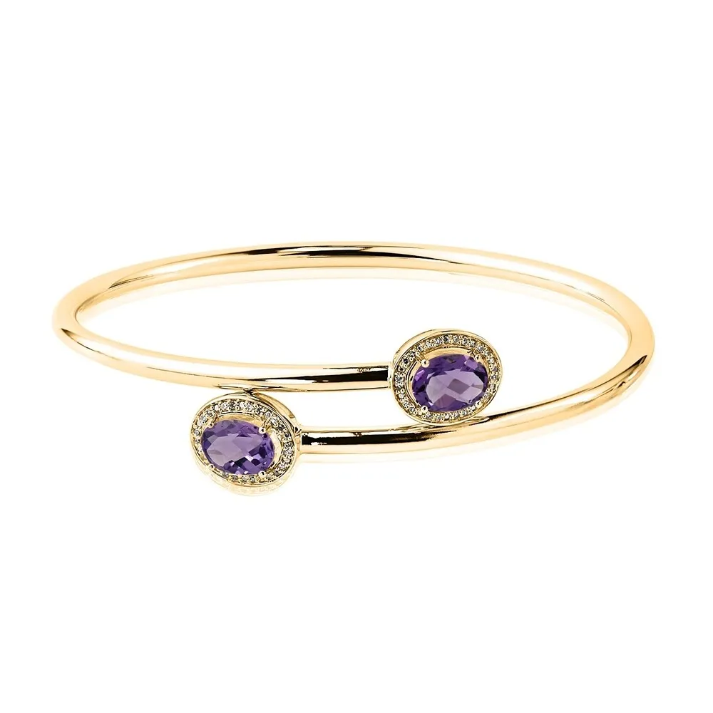 Auriya 2ct Oval Purple Amethyst Gold over Silver Bangle Bracelet with Diamond Accents sold by Zulily product image thumbnail 2