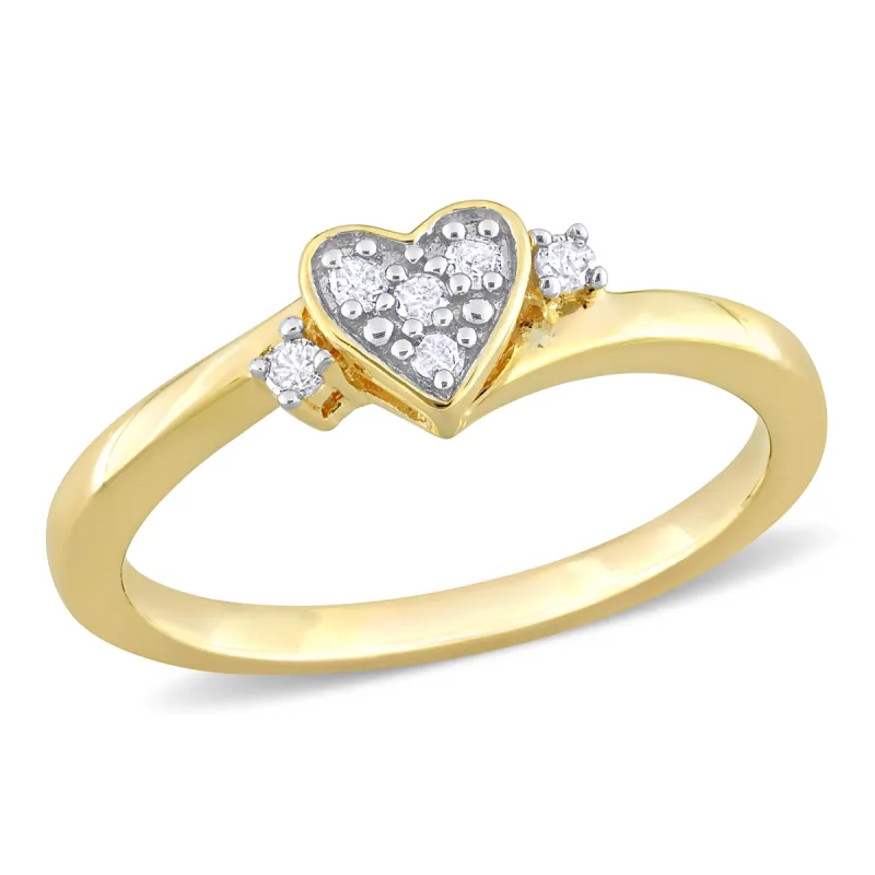 Miadora 1/10ct TDW Diamond Heart Ring in Yellow Silver sold by Zulily