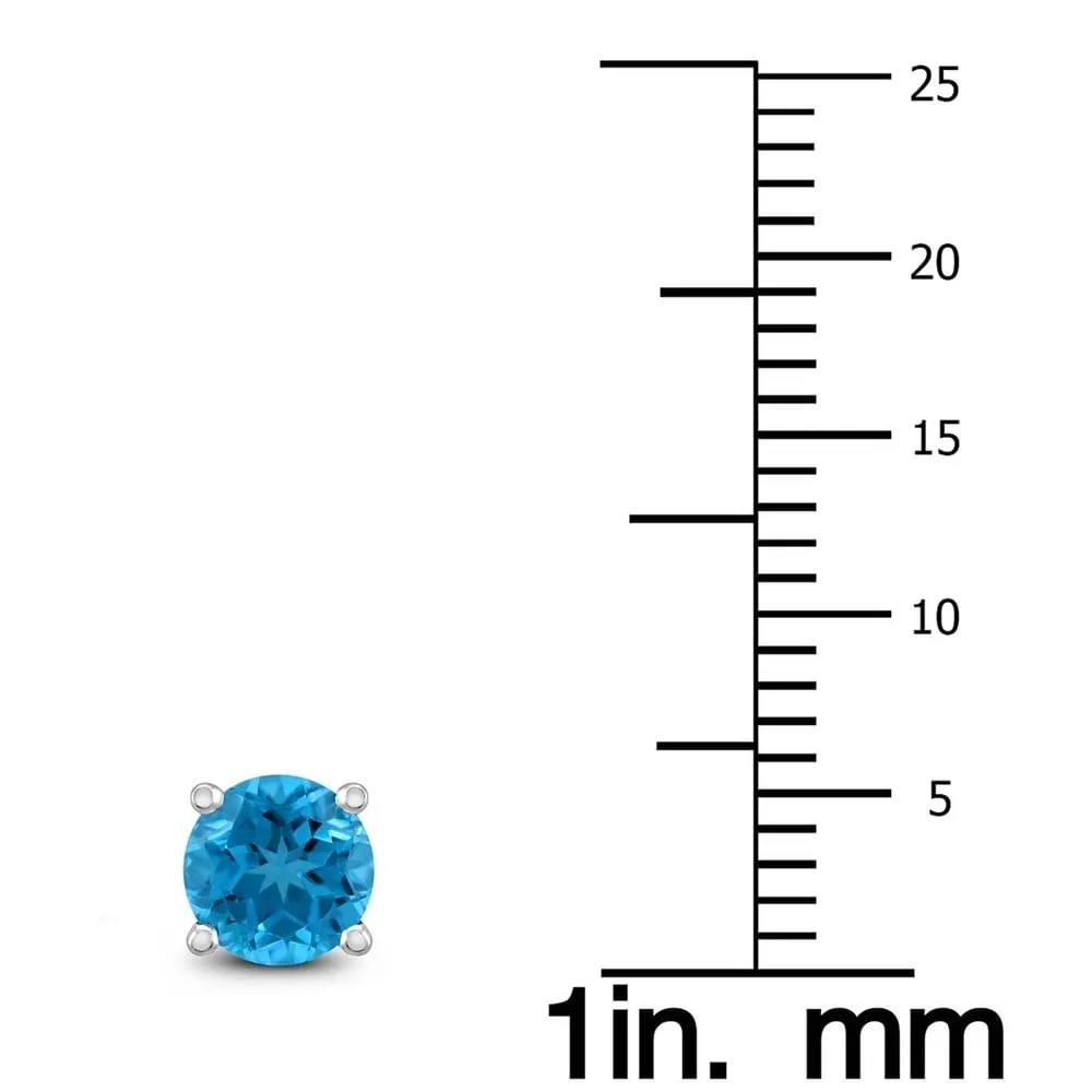 14K White Gold 5MM Round Blue Topaz Earrings sold by Zulily product image thumbnail 2
