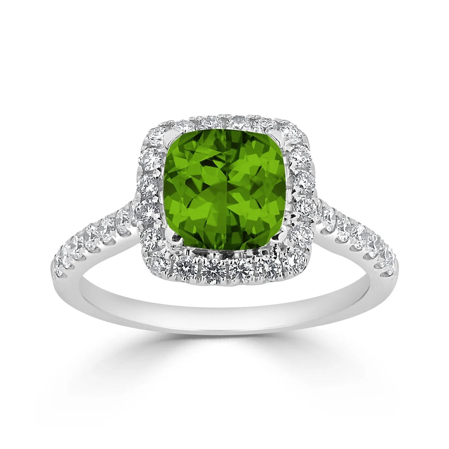 Auriya 1 1/4ct Cushion-cut Peridot and Halo Diamond Engagement Ring 1/2cttw 14k Gold sold by Zulily product image thumbnail 3