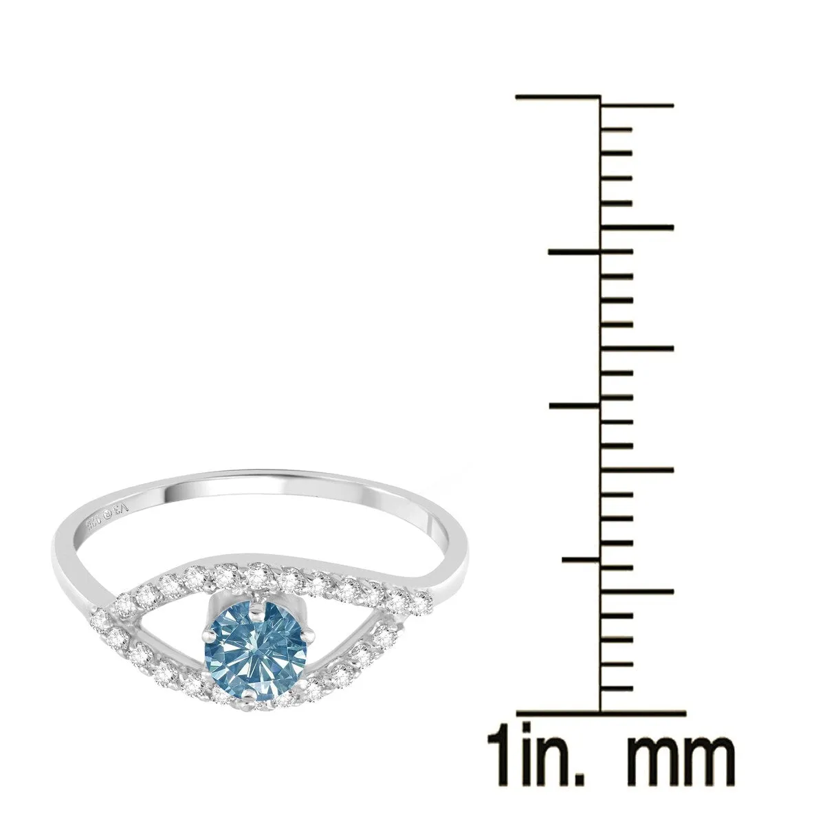 Sterling Silver with Blue Moissanite and White Zircon Evil Eye Ring sold by Zulily product image thumbnail 3