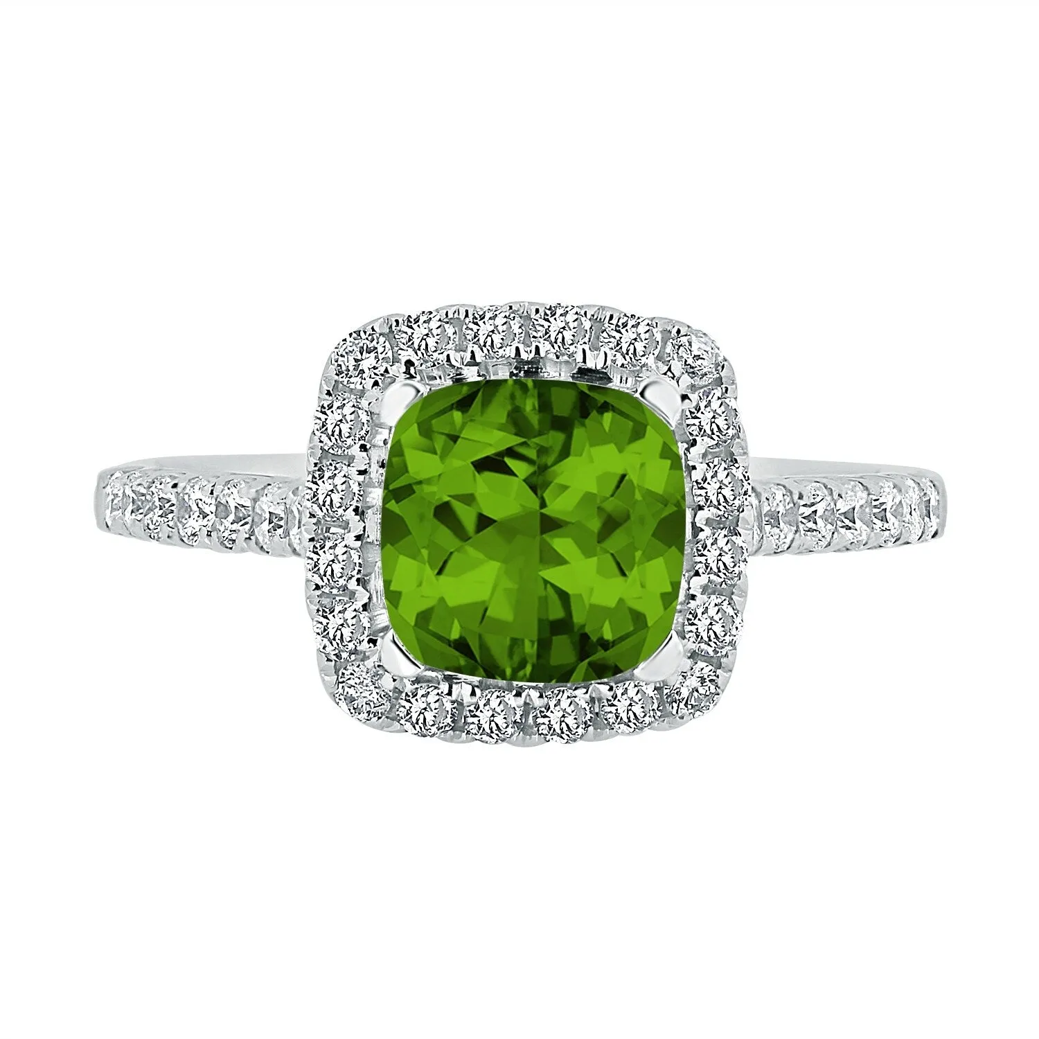 Auriya 1 1/4ct Cushion-cut Peridot and Halo Diamond Engagement Ring 1/2cttw 14k Gold sold by Zulily product image thumbnail 2